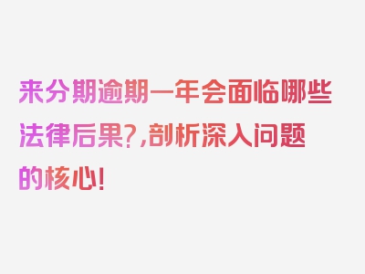 来分期逾期一年会面临哪些法律后果?，剖析深入问题的核心！