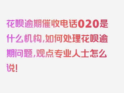 花呗逾期催收电话020是什么机构,如何处理花呗逾期问题，观点专业人士怎么说！