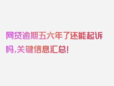 网贷逾期五六年了还能起诉吗，关键信息汇总！