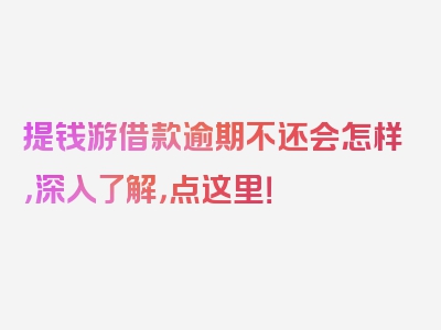 提钱游借款逾期不还会怎样，深入了解，点这里！