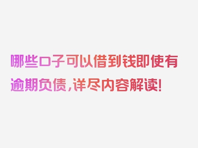 哪些口子可以借到钱即使有逾期负债，详尽内容解读！