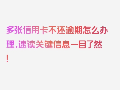 多张信用卡不还逾期怎么办理，速读关键信息一目了然！