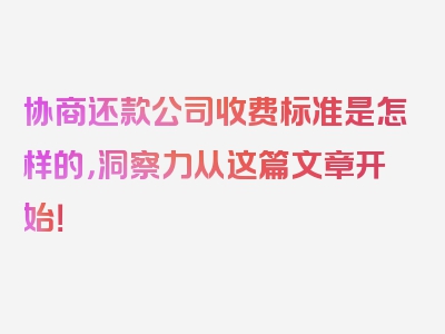 协商还款公司收费标准是怎样的，洞察力从这篇文章开始！