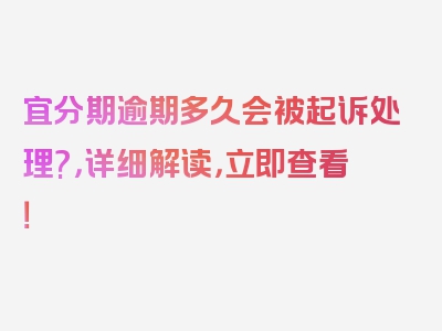 宜分期逾期多久会被起诉处理?，详细解读，立即查看！