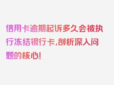 信用卡逾期起诉多久会被执行冻结银行卡，剖析深入问题的核心！