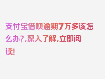 支付宝借呗逾期7万多该怎么办?，深入了解，立即阅读！