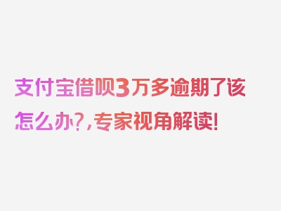 支付宝借呗3万多逾期了该怎么办?，专家视角解读！