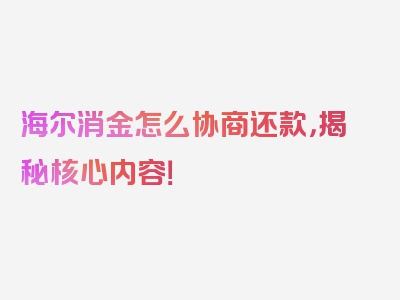 海尔消金怎么协商还款，揭秘核心内容！