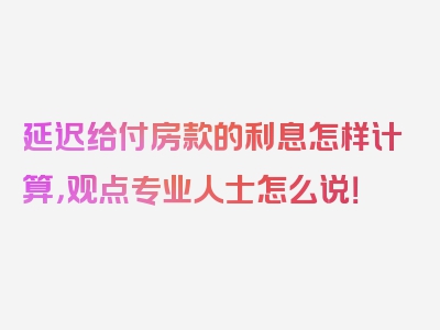 延迟给付房款的利息怎样计算，观点专业人士怎么说！