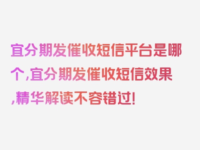 宜分期发催收短信平台是哪个,宜分期发催收短信效果，精华解读不容错过！