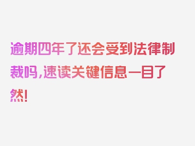 逾期四年了还会受到法律制裁吗，速读关键信息一目了然！