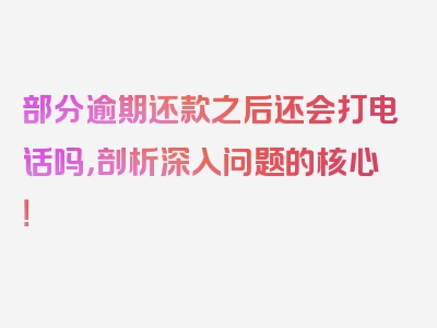 部分逾期还款之后还会打电话吗，剖析深入问题的核心！