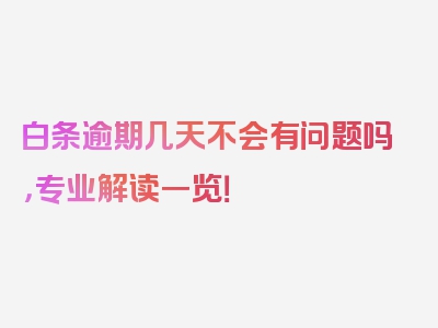 白条逾期几天不会有问题吗，专业解读一览！