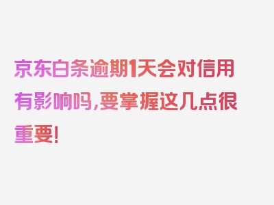 京东白条逾期1天会对信用有影响吗，要掌握这几点很重要！