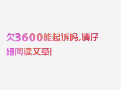 欠3600能起诉吗，请仔细阅读文章！