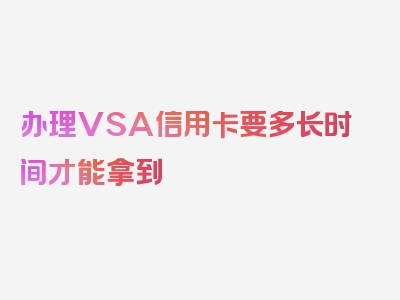 办理VSA信用卡要多长时间才能拿到