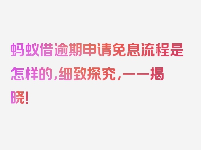 蚂蚁借逾期申请免息流程是怎样的，细致探究，一一揭晓！