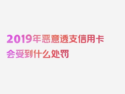 2019年恶意透支信用卡会受到什么处罚