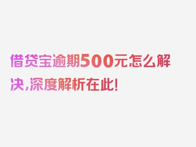 借贷宝逾期500元怎么解决，深度解析在此！