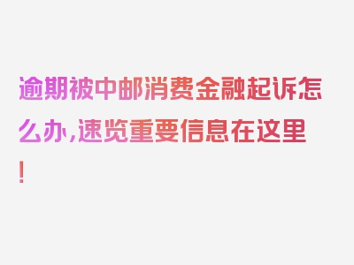 逾期被中邮消费金融起诉怎么办，速览重要信息在这里！