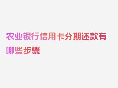 农业银行信用卡分期还款有哪些步骤