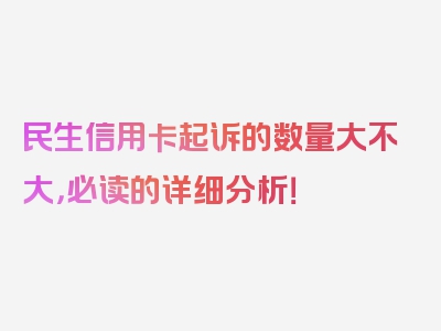 民生信用卡起诉的数量大不大，必读的详细分析！