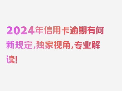 2024年信用卡逾期有何新规定，独家视角，专业解读！