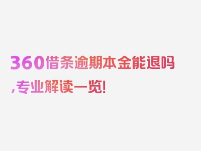 360借条逾期本金能退吗，专业解读一览！