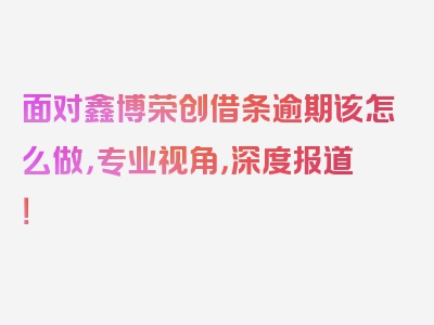 面对鑫博荣创借条逾期该怎么做，专业视角，深度报道！