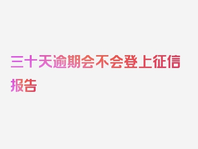 三十天逾期会不会登上征信报告