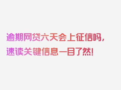 逾期网贷六天会上征信吗，速读关键信息一目了然！