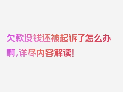 欠款没钱还被起诉了怎么办啊，详尽内容解读！