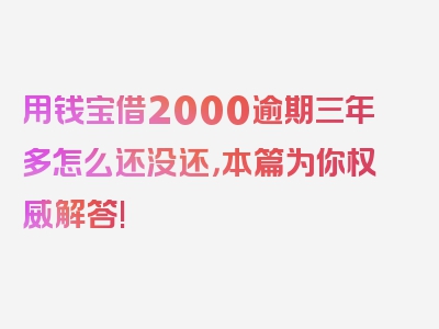 用钱宝借2000逾期三年多怎么还没还，本篇为你权威解答!