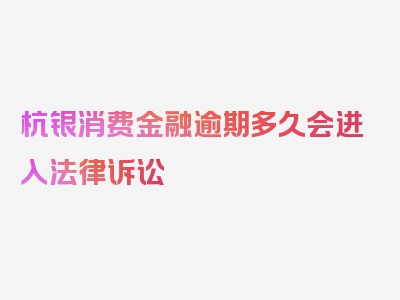 杭银消费金融逾期多久会进入法律诉讼