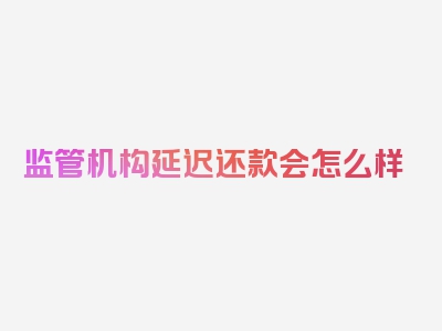 监管机构延迟还款会怎么样