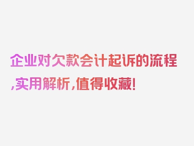 企业对欠款会计起诉的流程，实用解析，值得收藏！