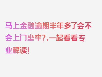 马上金融逾期半年多了会不会上门坐牢?，一起看看专业解读!