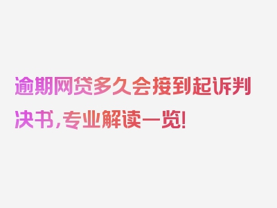 逾期网贷多久会接到起诉判决书，专业解读一览！