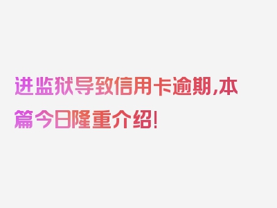 进监狱导致信用卡逾期，本篇今日隆重介绍!