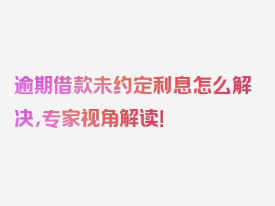 逾期借款未约定利息怎么解决，专家视角解读！