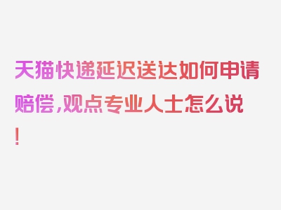 天猫快递延迟送达如何申请赔偿，观点专业人士怎么说！