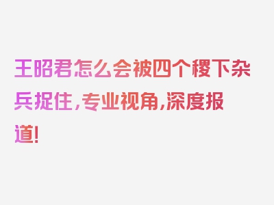 王昭君怎么会被四个稷下杂兵捉住，专业视角，深度报道！