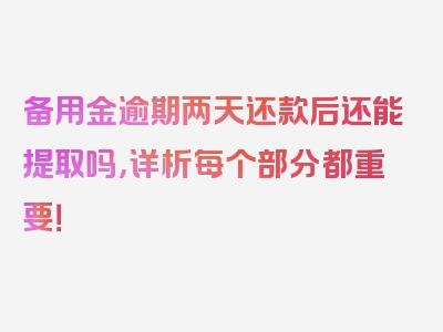 备用金逾期两天还款后还能提取吗，详析每个部分都重要！