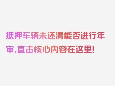 抵押车辆未还清能否进行年审，直击核心内容在这里！