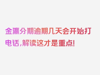 金瀛分期逾期几天会开始打电话，解读这才是重点！