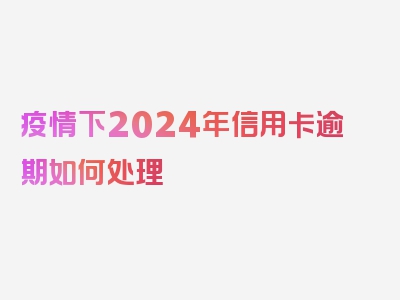 疫情下2024年信用卡逾期如何处理