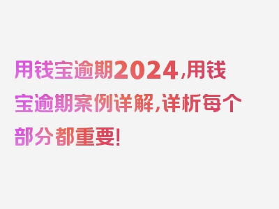 用钱宝逾期2024,用钱宝逾期案例详解，详析每个部分都重要！