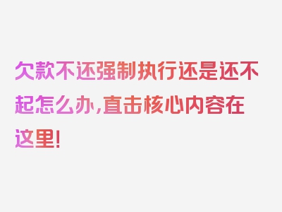 欠款不还强制执行还是还不起怎么办，直击核心内容在这里！