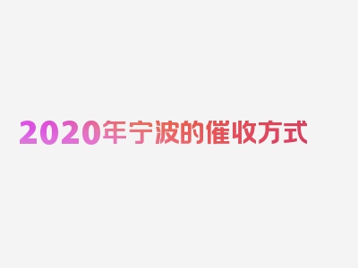 2020年宁波的催收方式