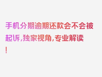 手机分期逾期还款会不会被起诉，独家视角，专业解读！